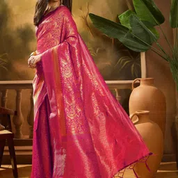 HERE&NOW Ethnic Motifs Woven Design Zari Designer Banarasi Saree image 4