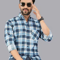 Metronaut Checked Spread Collar Cotton Shirt image 5