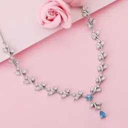 GIVA 92.5 Sterling Silver Blue Daisy Opera Necklace for Women-image-49