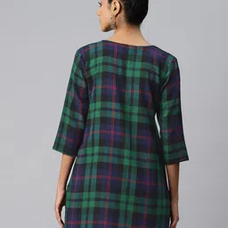 One Femme Checked Pure Cotton Kurti image 4