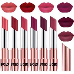 VOLO Set Of 6 Creme Matte Lipstick -Dark Peach 01-Red 03-Pink 04-Magenta- Wine-Rose Pink-picture-3