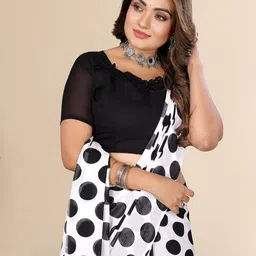 Moda Rapido Polka Dot Poly Georgette Saree image 5
