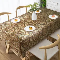 Tesmare Off White Ethnic Motifs Anti-Slip 4-Seater Table Cover image 4