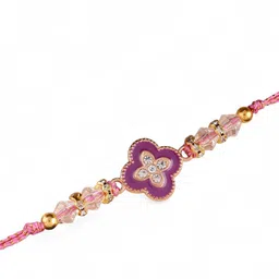 SHONA'S STYLE Artificial Stones Studded & Beaded Flower Thread Rakhi image 3