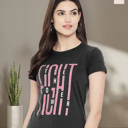 Dreambe Women Pack of 2 Typography Printed Round Neck Cotton T-shirts-picture-27