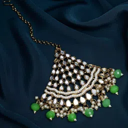 Anouk Gold-Plated Pearl Beaded Maang Tikka Head Jewellery-picture-48