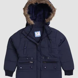 TOONYPORT Full Sleeves Quilted Hooded Winter Jacket - Navy Blue-picture-32