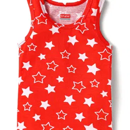 Babyhug 100% Cotton Knit Sleeveless Sando With Star Print - Red-picture-31
