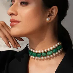 Binnis Wardrobe Semi Precious Pearl and Quartz Stone Choker-1-picture-11