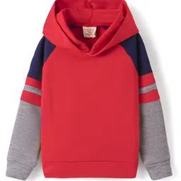 Rikidoos Full Raglan Sleeves Colour Blocked Hoodie - Maroon-image-60
