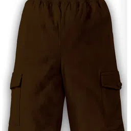 Kiddopanti Solid Cargo Shorts - Brown image 3