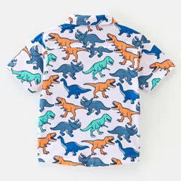 Babyhug 100% Cotton Knit Half Sleeve Shirt With Dino Print - White image 2