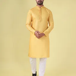 AURIK Men Textured Silk Kurta with Pyjamas image 2