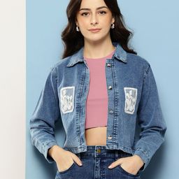 Aarika Sequined Pocket Crop Denim Jacket-picture-4