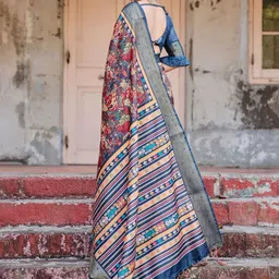 ALMAARI FASHION Ethnic Motifs Printed Zari Jamdani Saree With Unstitched Blouse Piece image 5
