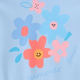 Pine Kids Sleeveless Frock Swimsuit With Floral Print - Light Blue image 4