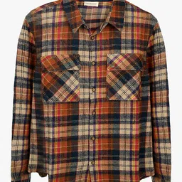 PURPLE UNITED KIDS Twill Woven Full Sleeves Tartan Checked Shirt - Orange & Multi Colour image 5