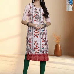HERE&NOW Selection Of 3 Floral Printed Round Neck Straight Kurtas-picture-37