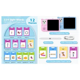 Azhari 224 Words 2 in 1 Talking Flash Cards with LCD Writing Tablet Educational Toy for Kids Color May Vary image 5