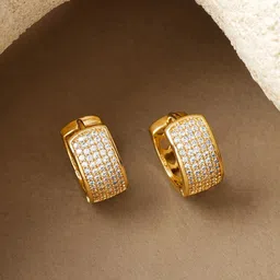 Rubans 18K Gold-Plated Cubic Zirconia Studded Circular Shaped Hoop Earrings-picture-38