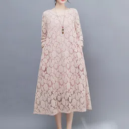 HERE&NOW Floral Embroidered A-Line Midi Dress image 1