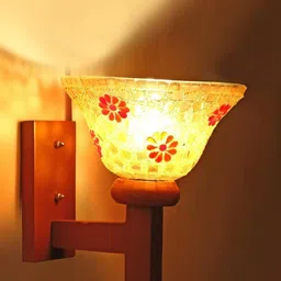 1ST TIME Multicoloured & Multicoloured Textured Wood Frustum Shaped Wall Lamp image 4