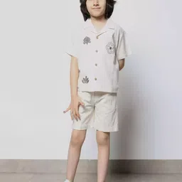 FAYEZFASHION Boys Embroidered Pure Cotton Shirt With Shorts-picture-51