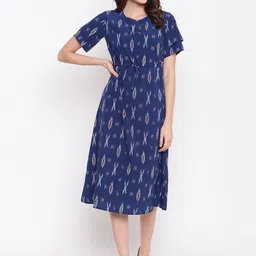 DressBerry Ethnic Motifs Print Crepe A-Line Midi Dress-picture-34