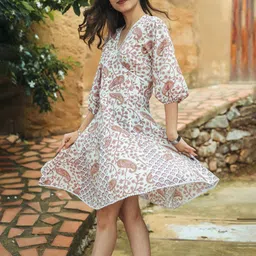 Satnam Handicrafts Women Paisley Printed Fit & Flare Dress-image-63