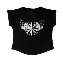 Marvel by Wear Your Mind Girls Black Printed Captain Marvel Top-picture-44
