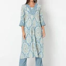 NYLANGAN Women Ethnic Motifs Printed Cotton Kurta with Trousers-picture-21