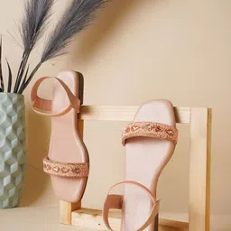 TRYME Women Embellished Open Toe Flats image 3