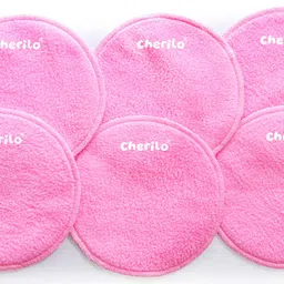 Cherilo Washable Breast Pads for Feeding Mothers, High Absorbent Nursing Pads for Breastfeeding, Skin Friendly Nipple Pads for Women, Maternity Feeding Pads for Mothers with 3 Layer Overnight Protection, Reusable, Pink, 6 Pcs image 1