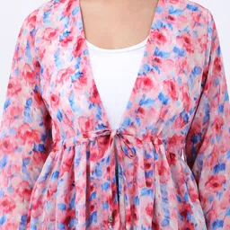 ANVI Be Yourself Floral Printed Front Open Longline Shrug image 3