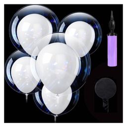Bubble Trouble Transparent Bobo Balloons Combo for Birthday Wedding Anniversary Indoor Outdoor White latex Balloon Decoration Family Reunion Party Supplies Items Pack of 11-picture-11
