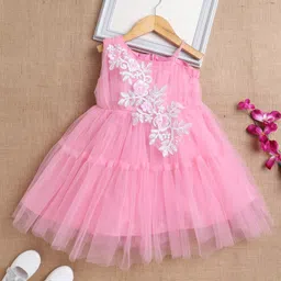 The Magic Wand Sleeveless Net Flower Embroidered Patch Dress - Pink-picture-15