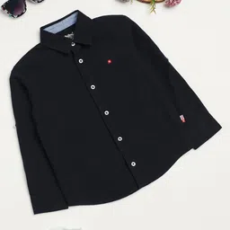 Milou Cotton Full Sleeves Solid Bio Washed Shirt - Navy Blue-picture-12