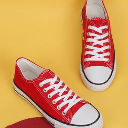 TRUFFLE COLLECTION Canvas Colour Blocked Sneakers - Red-picture-46