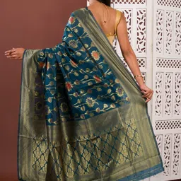 KCPC BANDHANI Floral Zari Silk Cotton Heavy Work Banarasi Saree image 4