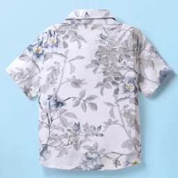 CrayonFlakes Rayon Woven Half Sleeves Floral Printed Shirt - Off White image 3