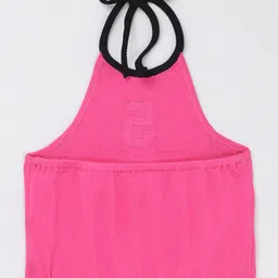 Taffykids 100% Cotton Knit Sleeveless 5 Numerical Embroidered Striped Crop Top - Pink image 3