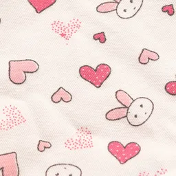 Doodle Poodle Interlock Cotton Knit Cap with Bunny & Heart Print White - Diameter 9.5 cm image 3