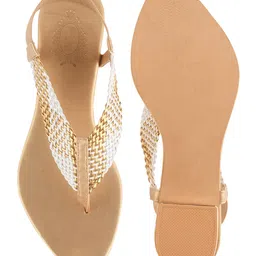 Shoetopia Colour Blocked With Backstrap Heel Sandals - Golden image 5