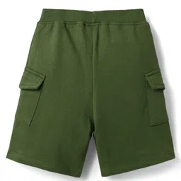 Babyhug Single Jersey Knit Half Sleeves T-Shirt & Shorts Set with Henley Neck Lion Print & Front Pocket - Mustard & Olive Green image 5