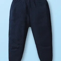 Babyhug Knitted Full Sleeves Front Open Hooded Sweater Set With Cable Knit Design & Giraffe Embroidery - White & Navy Blue image 5