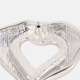 SOHI The Coeur-Edge Abstract Heart Shaped Silver-Plated Stud Earrings-picture-19