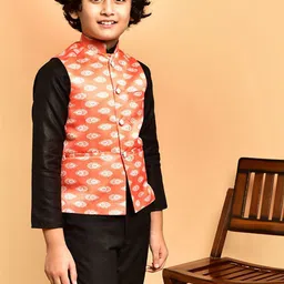 PRINTCULTR Boys Printed Satin Nehru Jackets image 3