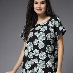 House Of Zelena Floral Print Flutter Sleeve Cotton Top image 1