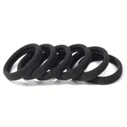 Matra Black Hair Ties Pack Of 6 Soft Elastic Rubber Bands Ponytail Holders For All Hair Types image 4