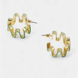 SOHI Gold-Plated Enamel-Coil Hoop Earrings image 2